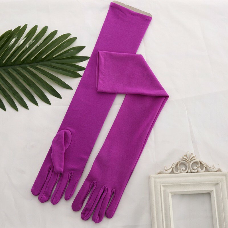 Sposa – gants longs de mariée en Satin rose Fuchsia, jaune, bleu, longueur d'opéra, pour femmes, pour soirée dansante et mariage