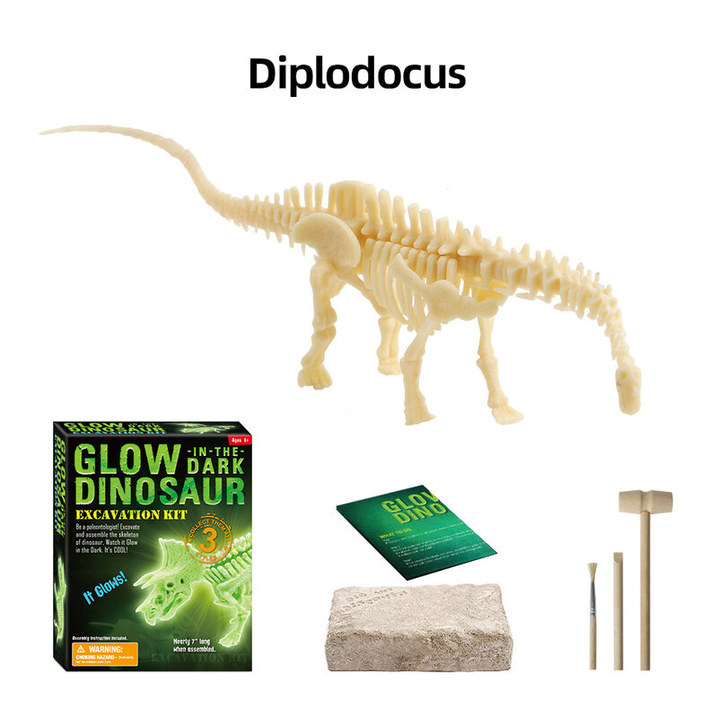 Dinossauro fluorescente para crianças brinquedos escavação dino kit crianças jardim de infância brilho luminoso no escuro brinquedos