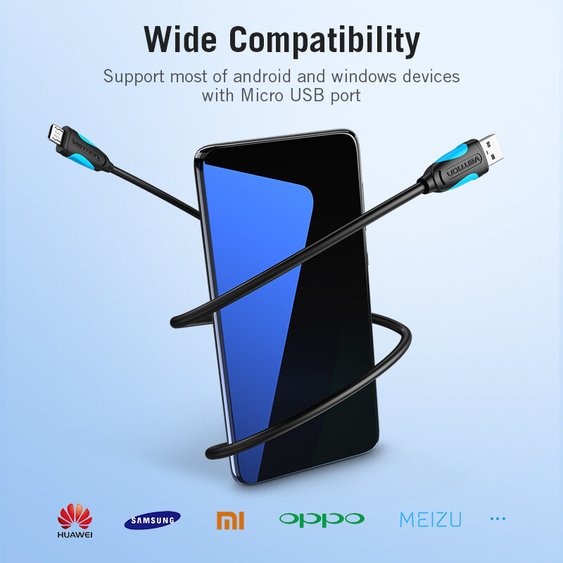 Vention-كابل شحن سريع microusb Micro USB ، كابل شاحن مزامنة البيانات لهواتف Android و Samsung و HTC و Xiaomi
