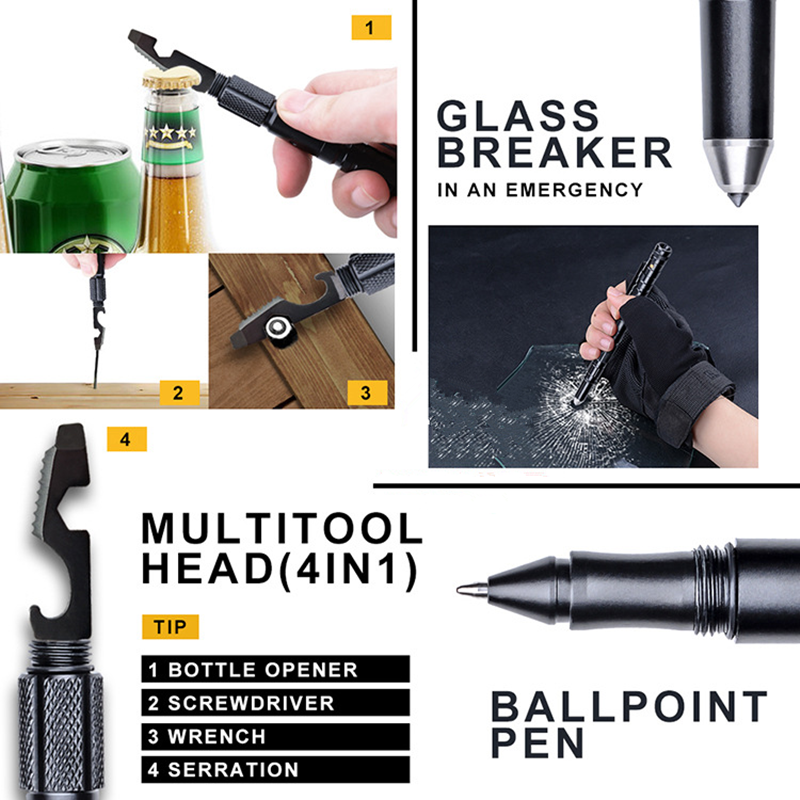 多機能戦術ペン,戦術的な自己防衛ペン,タッチスクリーンペン,屋外サバイバルツール,コンパス付き