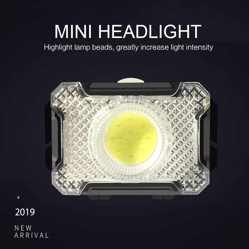 Mini lampe frontale LED étanche, alimentée par technologie COB, 3 Modes d'éclairage, idéale pour l'extérieur, le Camping, bandeau réglable