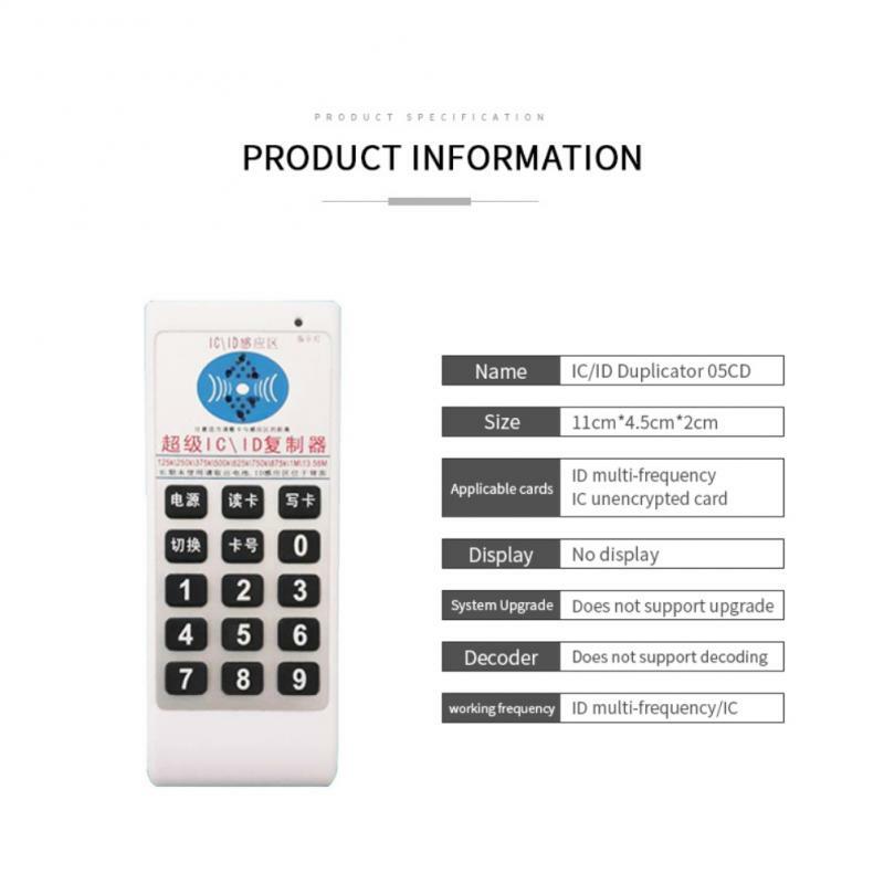 휴대용 RFID NFC IC 카드 리더 및 라이터, 액세스 제어 카드 복제기, 영어 버전, 125Khz-13.56MHZ 복사기