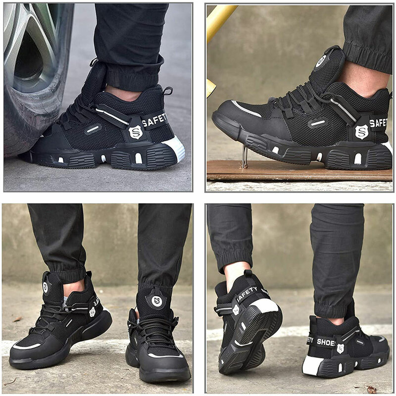 SUADEX Sneakers da uomo con punta in acciaio da lavoro per scarpe antinfortunistiche maschili scarpe da lavoro antinfortunistiche traspiranti estive antisfondamento taglia EUR 37-48