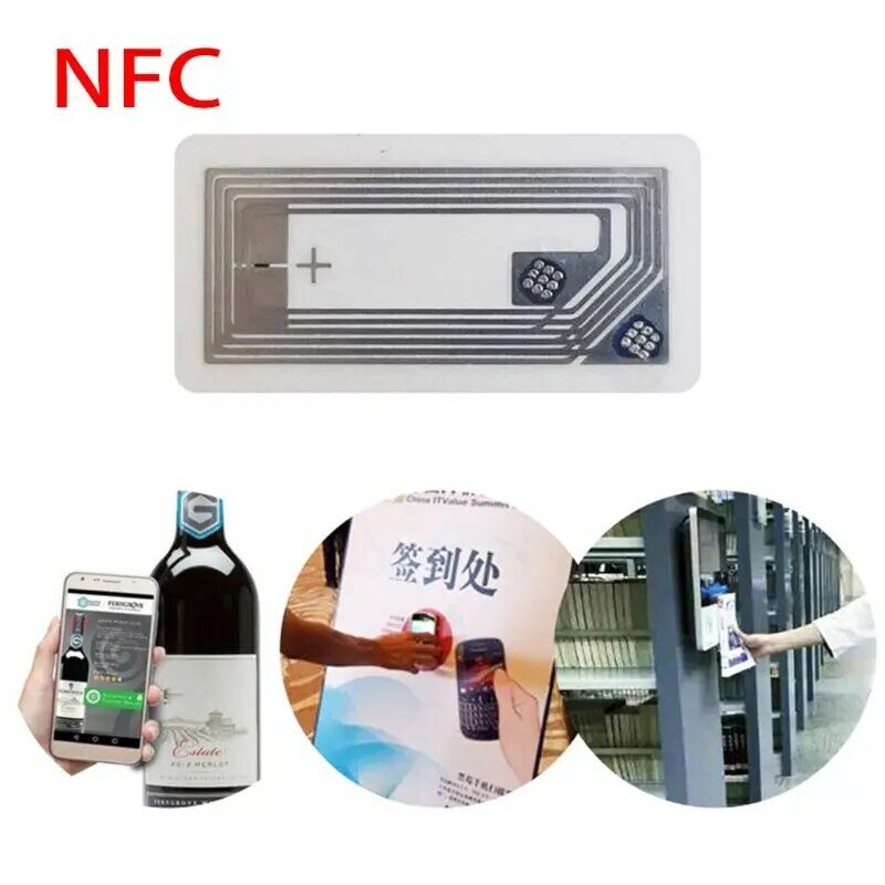 100Pcs Nfc Chip Ntag213 Sticker Natte Inlay 2*10Mm 13.56Mhz Rfid Ntag 213 Label Tag
