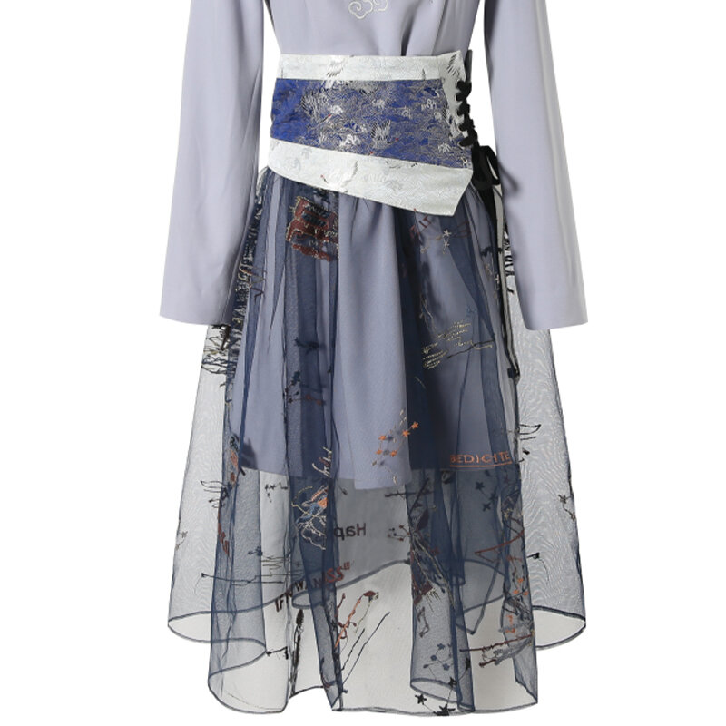 Женская юбка-сетка с завышенной талией, трапециевидная юбка в китайском стиле, лето 2021