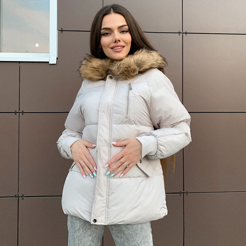 2021 nuove donne invernali collo di pelliccia parka giacche con cappuccio moda addensare caldo cappotto trapuntato donna donna inverno capispalla parka Jacke