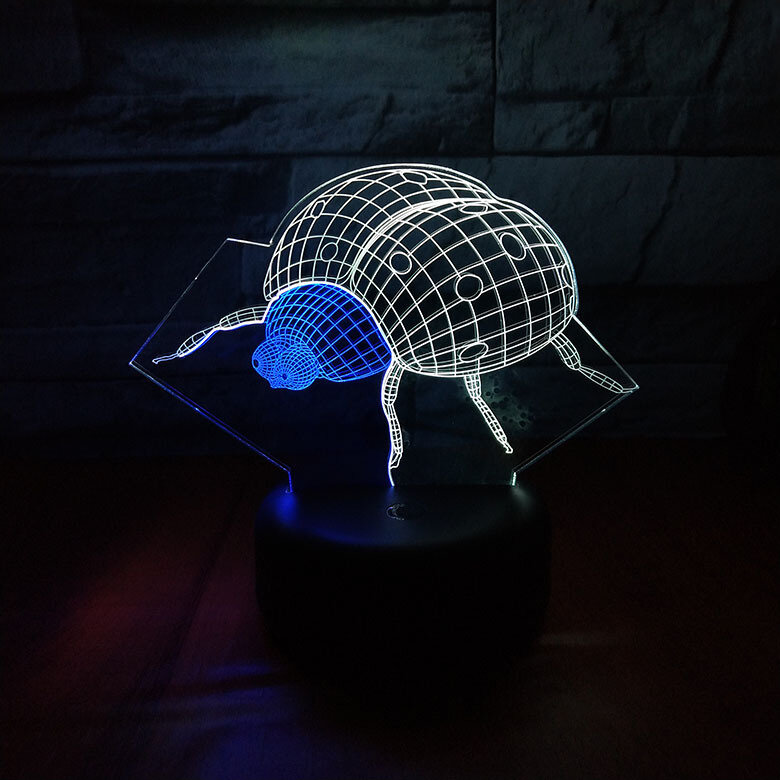 De los escarabajos Led 3D noche luces lámpara de mesa por USB 7 cambio de color para el hogar dormitorio decoración de la fiesta
