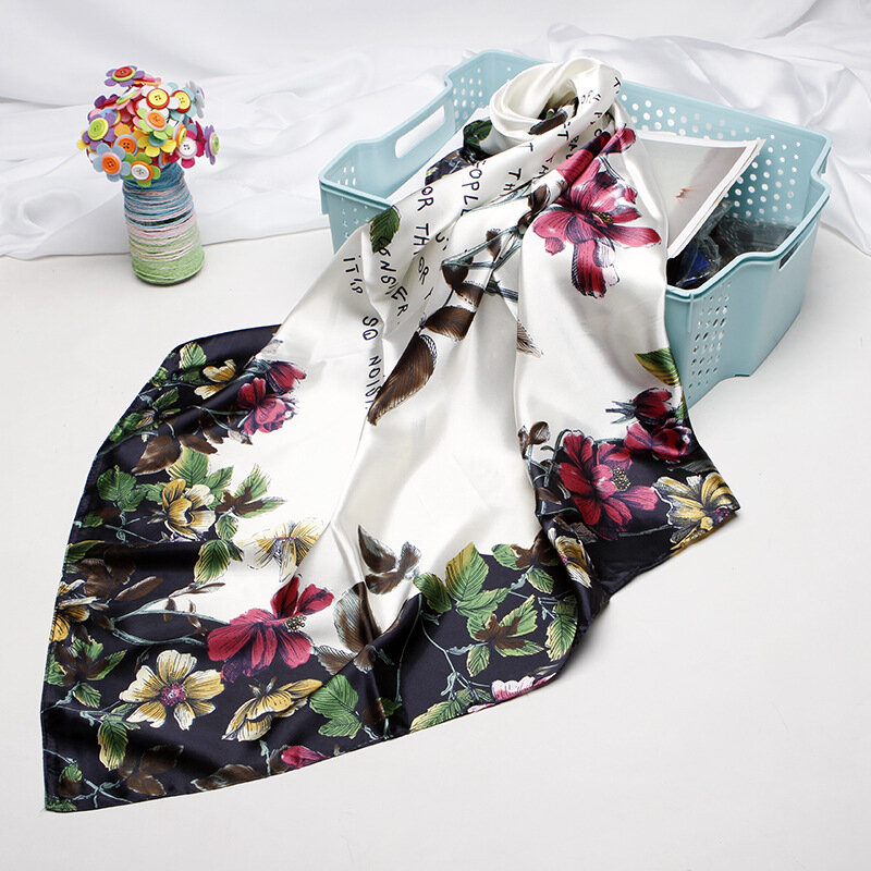 Foulard en soie imprimé Satin pour femmes, petit foulard carré, Bandana, protection solaire, 90x90cm, 2020