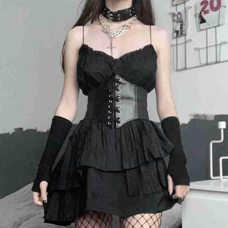 1pcs Gothic Dark Lace Up Female Waist Corset Belt Wide Fashion Adjustable Women Leather Belts Dress Girdle Slimming Pu Wais E9p2