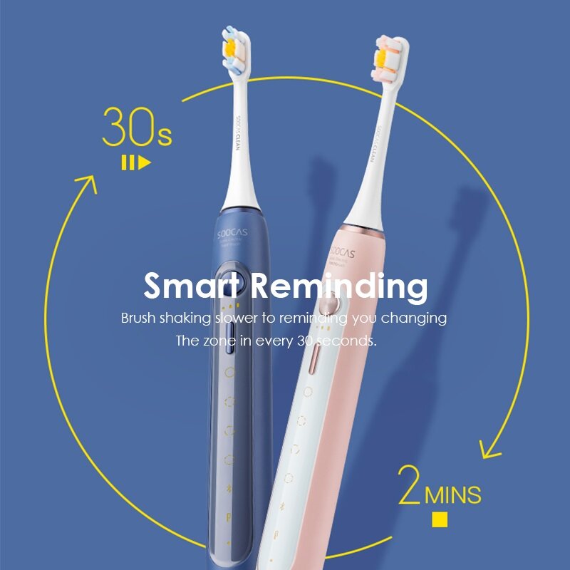 Электрическая зубная щетка SOOCAS X5, перезаряжаемая умная звуковая зубная щетка, автоматическая ультразвуковая зубная щетка для чистки зубов, 12 режимов, IPX7