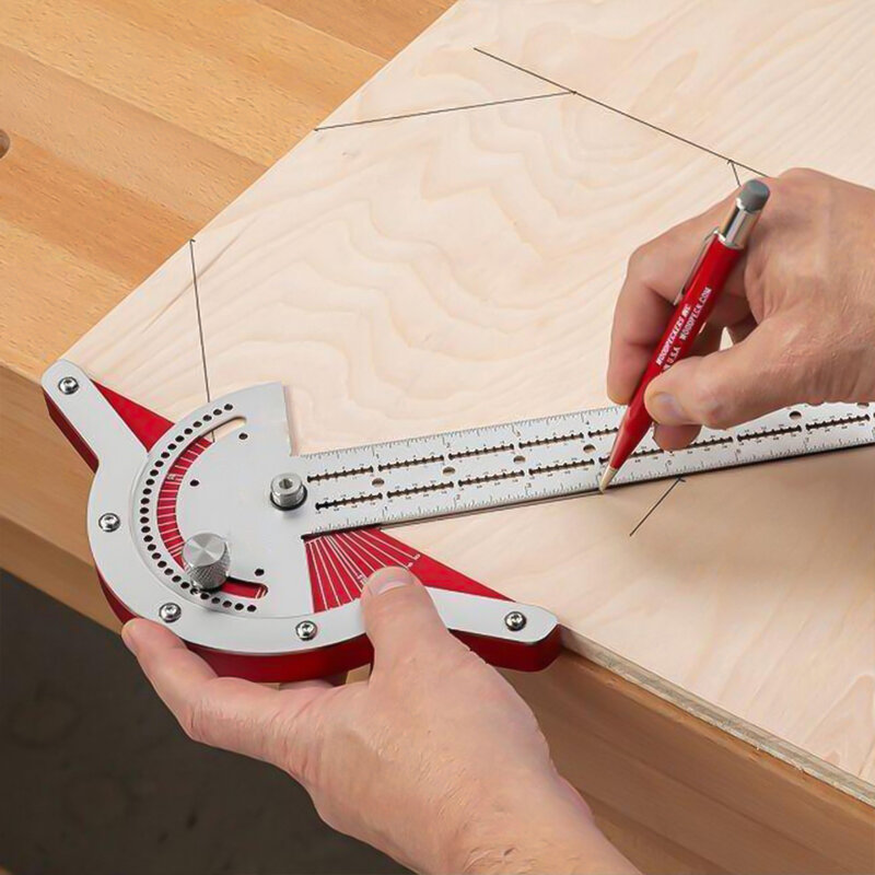 Régua de borda de madeira de aço inoxidável regra de borda de transferidor eficiente régua de medição de ângulo de medição protractor ferramentas de carpintaria