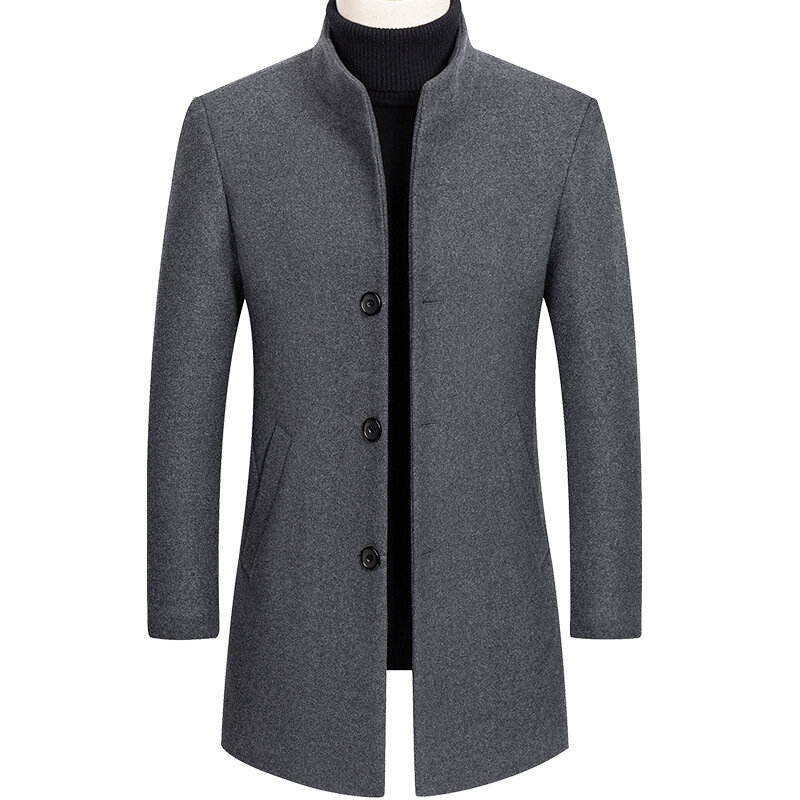 2021 autunno inverno 30% lana uomo cappotti spessi colletto alla coreana moda maschile giacche in misto lana capispalla Smart Casual Trench
