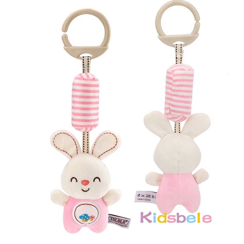 Baby Rattles Plush Toy 0-12 Months Baby Teether Crib Mobile Toddler Stroller Toys Soft Hanging Cartoon Animals Hand Shaking Bell