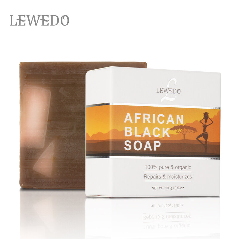 Jabón negro de África para limpieza profunda de la cara y el cuerpo, Control de aceite para aclarar la piel, antiacné, todo tipo de piel