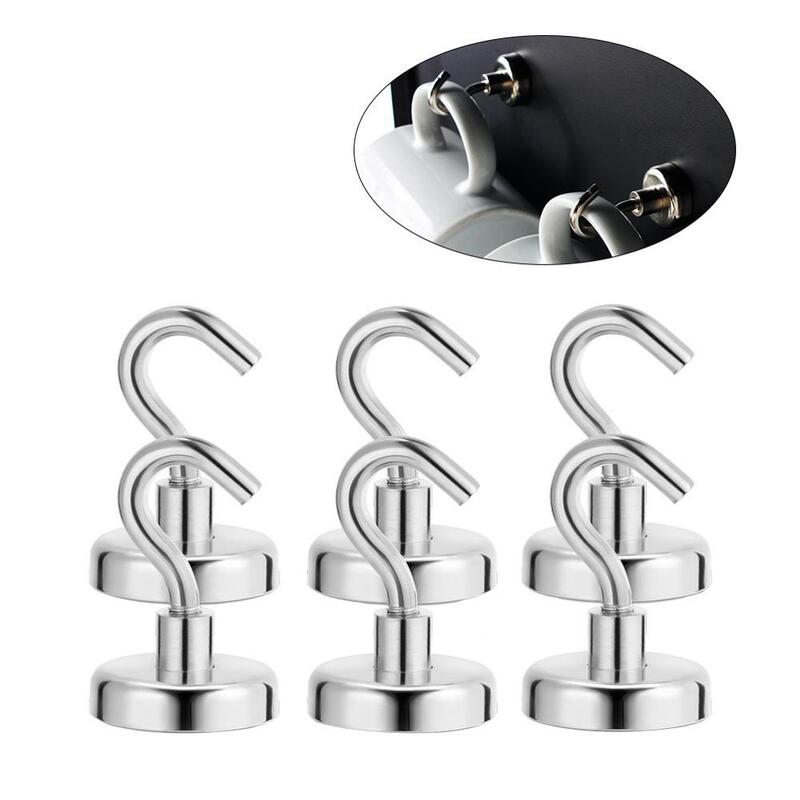20Pcs Strong Magnetic Hooks Heavy Duty Wall Hooks Hanger Key Coat Cup Hanging Hanger for Home Kitchen Storage Organization