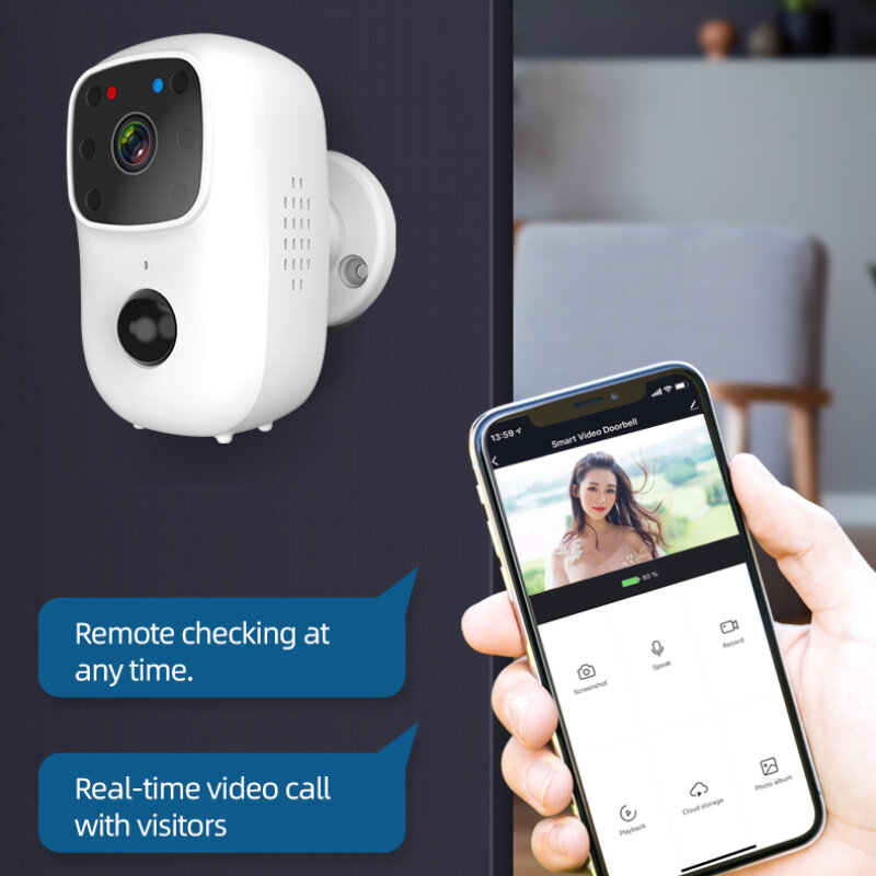 Tuya App bezprzewodowe wideodzwonek WiFi 2MP kamery PIR Night Vision nagrywanie drzwi antywłamaniowe Bell dodatkowy Monitor wideodomofon