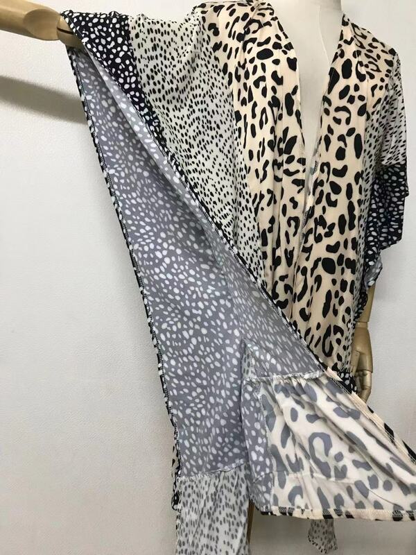 Cárdigan LARGO de S-XXXL para mujer, remera con estampado de leopardo y murciélago, ropa para Parte Superior Femenina, talla grande, 2021