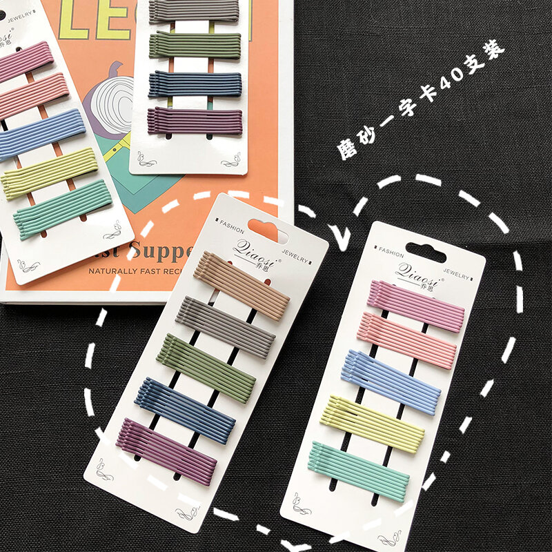 Horquilla coreana con forma de barra de colores esmerilada para primavera y verano, horquillas de Clip LATERAL combinables, 40 Uds., envío gratis