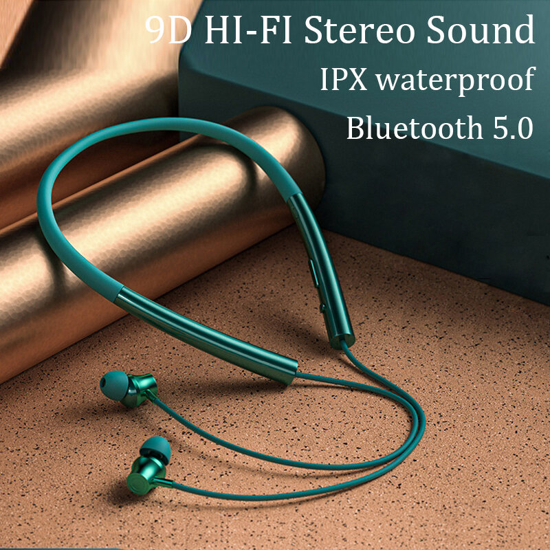 KTUXB-auriculares inalámbricos con Bluetooth 5,0, dispositivo de audio magnético con banda para el cuello, IPX5 impermeable, deportivo, con micrófono y cancelación de ruido