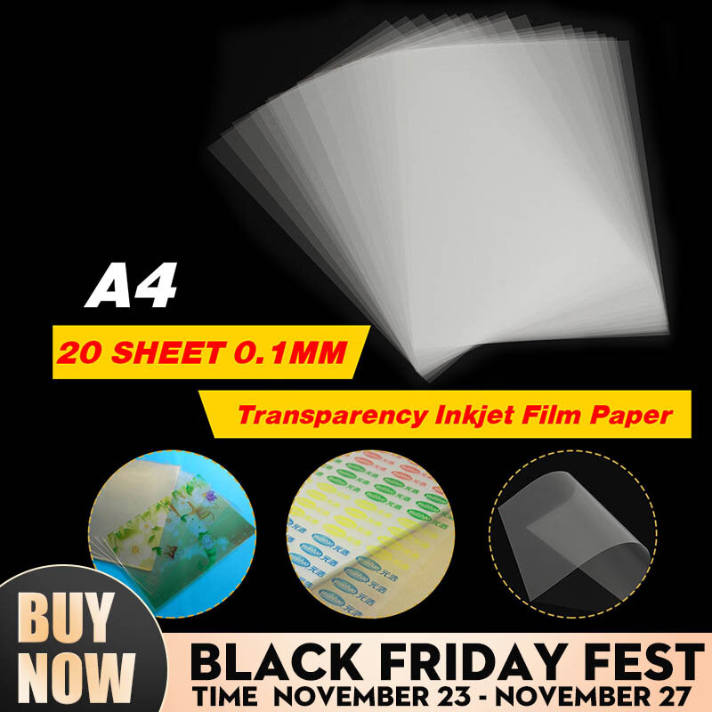 Folha de papel transparente para impressão de tela, 20 folhas de filme de jato de tinta para design estêncil de impressão em pcb com espessura de tinta 0.12mm