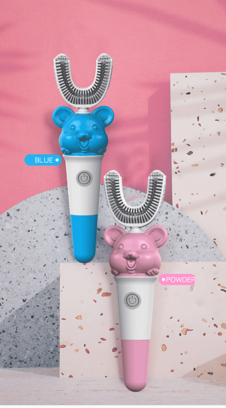 Nieuwe Hot Batterij Smart Elektrische U-Type Kinderen Tandenborstel, Automatische Ultrasone Reiniging Kids Met Zachte Vervanging Headl