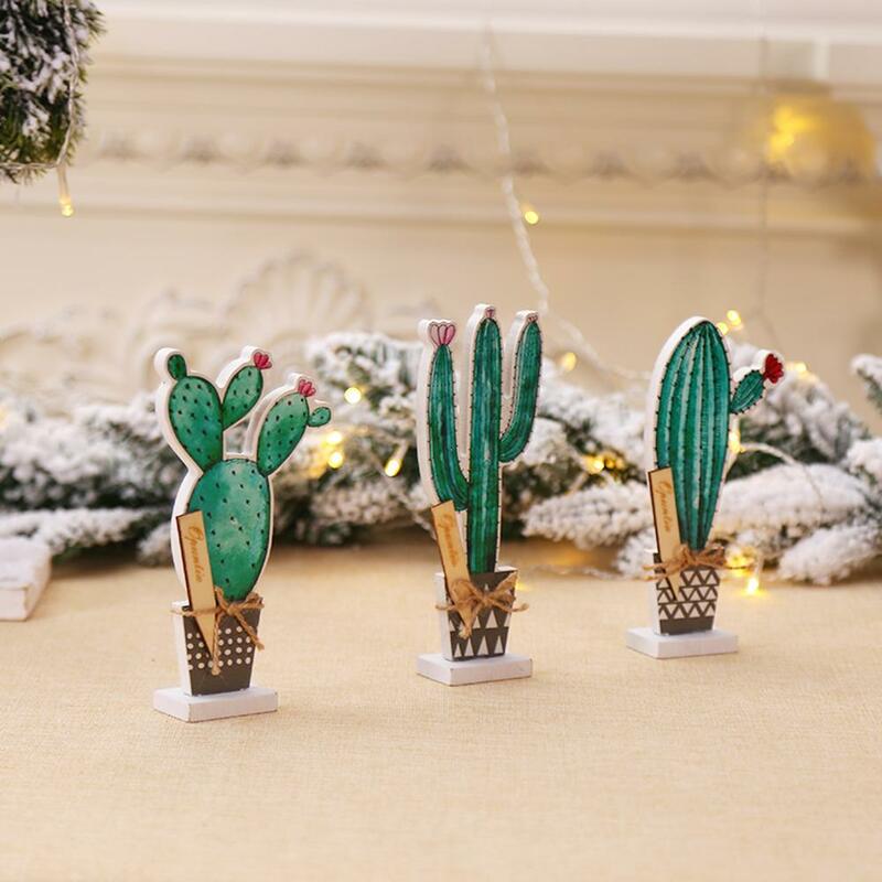 Artesanías de simulación de madera de estilo nórdico, adornos decorativos de Cactus para escritorio, artesanía de oficina, accesorios de decoración del hogar
