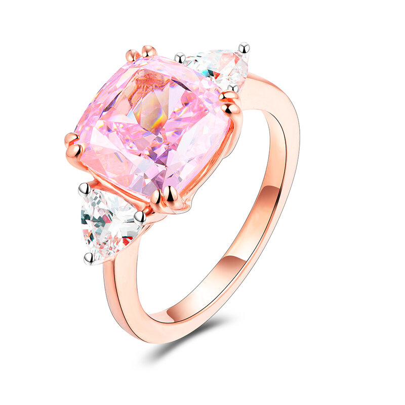 Mintybox Emerald Sapphire Ruby Rose Goud Kleur Ring 925 Sterling Zilver Voor Vrouwen Sparkling Wedding Promise Gift Fijne Sieraden