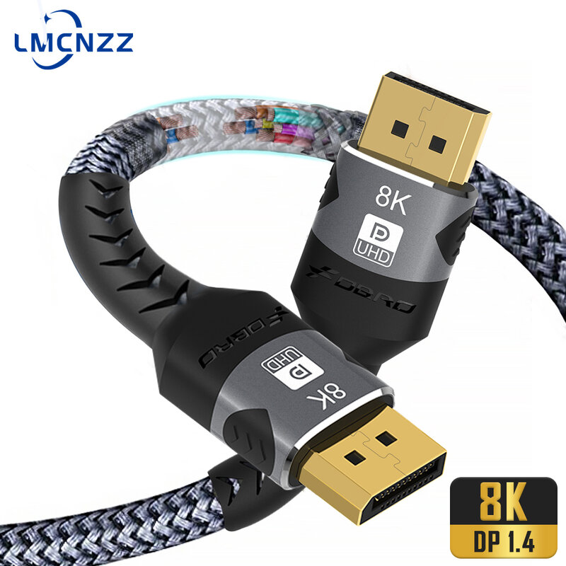 8K DisplayPort Cable  Capshi DP 1.4 Cable Nylon Braided/Aluminum Alloy4 K@144Hz,8K@60Hz Computer Accessories for Gaming Monitor