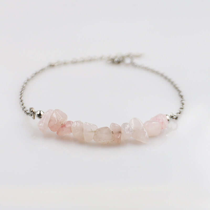 Naturalny kamień kryształ Handmade ametyst żwir stal nierdzewna stalowy łańcuch bransoletki dla kobiet Boho para moda biżuteria