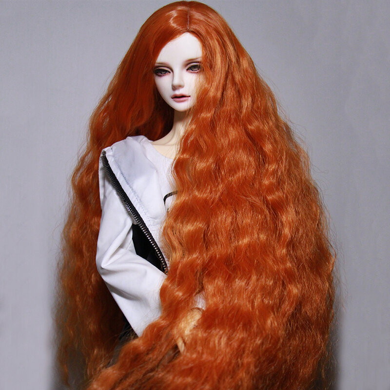 Bybrana-peluca BJD de tamaño justo, pelo de fibra de alta temperatura de onda larga para muñecas, 1/3, 1/4, 1/6, 1/8