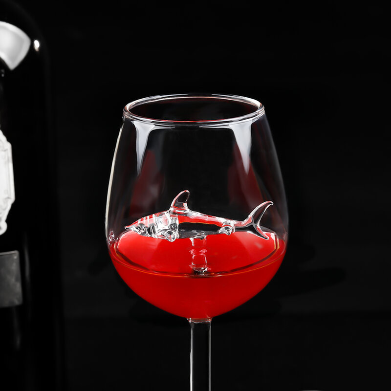 Hot Home Original Tiburón Rojo Copa De Vino-hecho a mano de cristal de cristal para fiesta flautas 