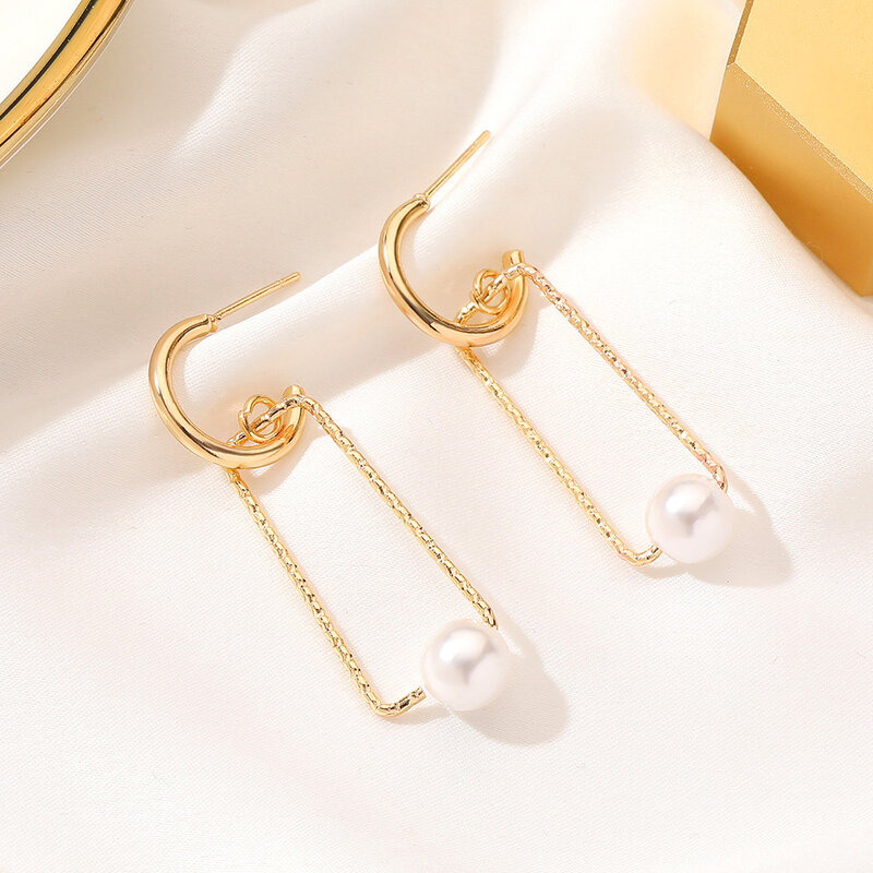 HelloMiss-pendientes sencillos con perlas geométricas para mujer, aretes salvajes con temperamento, joyería