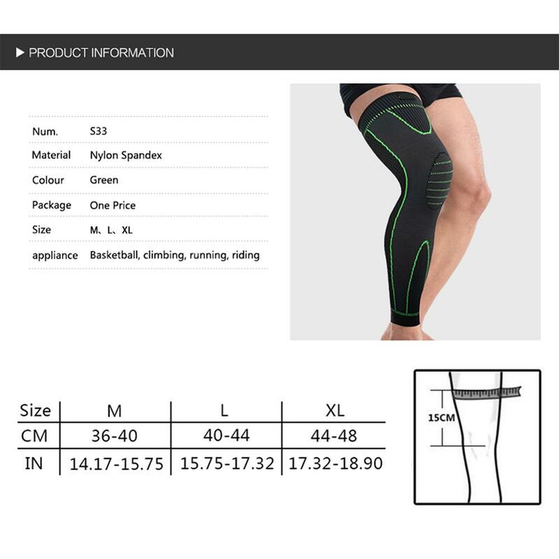 Hot elastic yellow-green stripe sports lengthen knee pad leg sleeve non-slip bandage compression leg warmer Kneepads Knee Pads