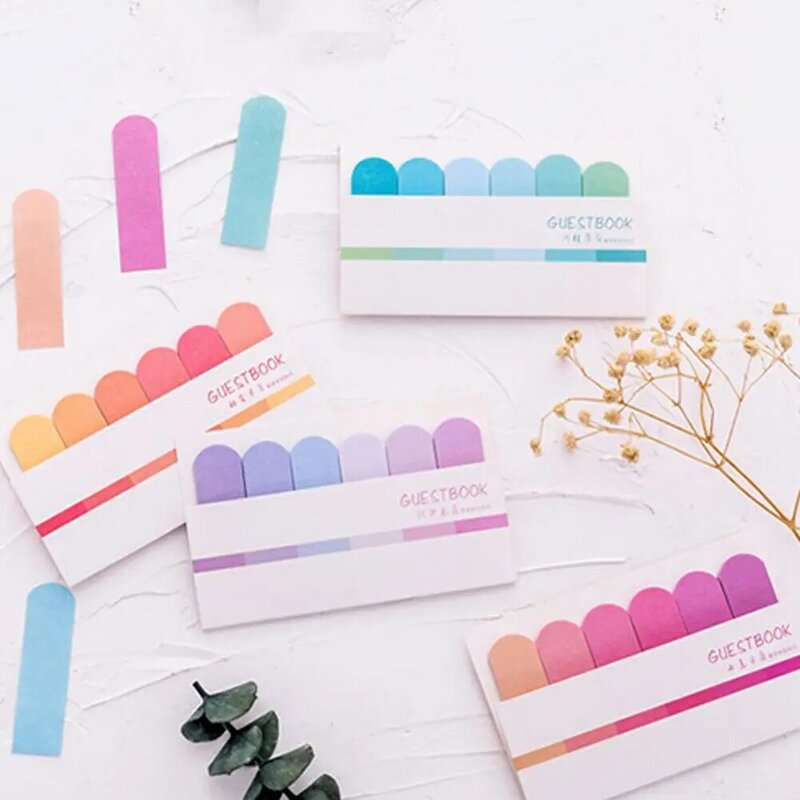 1pc Creative Colored Gradient Notes Notes Stationery Portable Posted Kawaii Index Stickers Notepads Memo Planner Sticker V0I3