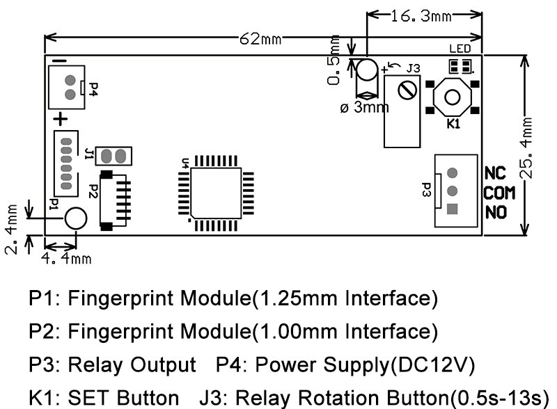Low Power Consumption Fingerprint Identification Relay Output For Access Control