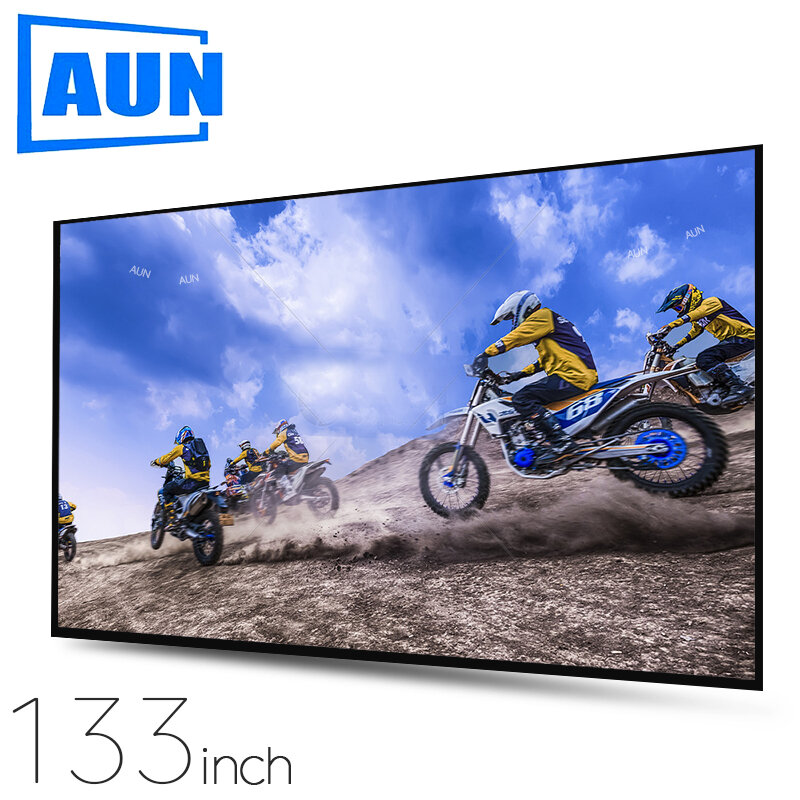 AUN zagęścić ekran projektora 100/120/133 cal 16:9 składany przenośny biała tkanina materiał dla 4K Full HD kina domowego