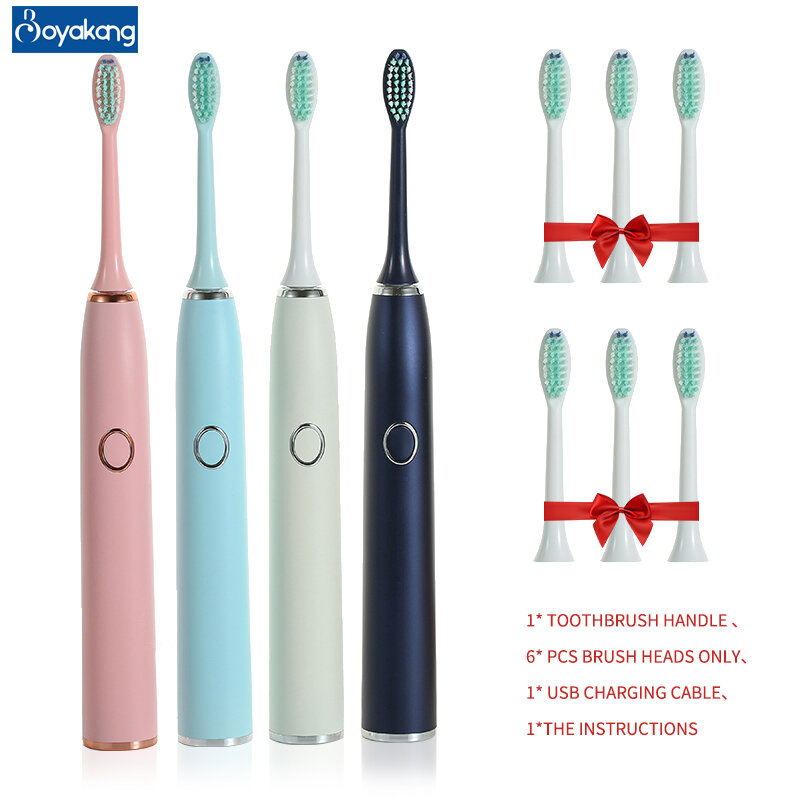 Boyakang-cepillo de dientes eléctrico inteligente para adulto, dispositivo dental sónico con 5 modos de cepillado, temporizador IPX8 inteligente, cerdas Dupont impermeables, carga rápida