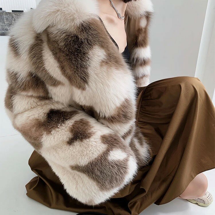 Шуба Из Искусственного New Women Printing Winter Autumn Sexy Imitation Fur Jakcets Fashion Warm Female Fake Fur Outwears K1527