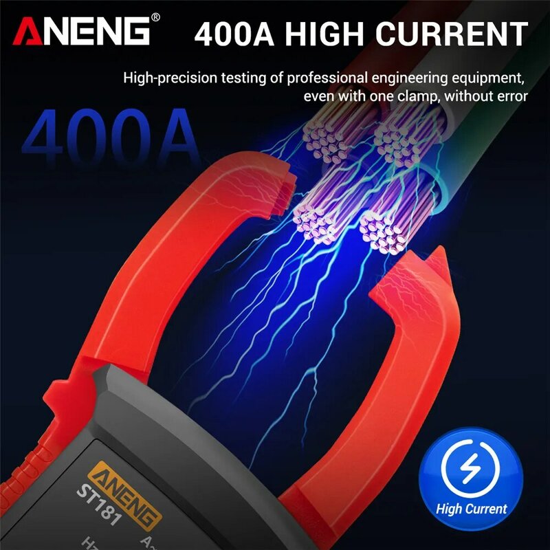 ANENG ST181 디지털 클램프 미터 DC/AC 전류 4000 카운트 멀티 미터 전류계 전압 테스터 자동차 앰프 Hz 커패시턴스 NCV 옴 테스트