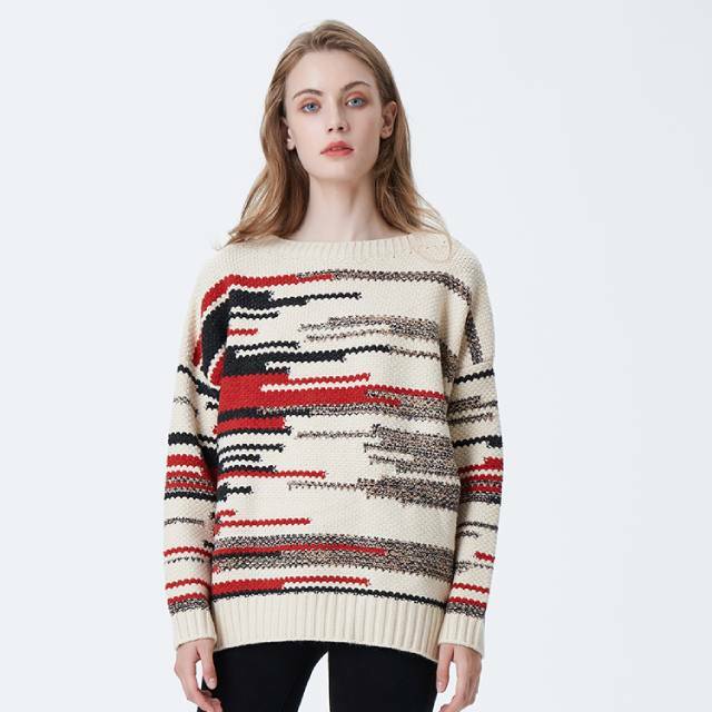 Sweater Rajutan Lengan Panjang Kepar Kasual Korea 2021 Musim Dingin Sweater Pullover Akrilik Wanita Tebal Sweter Pullover Leher Setengah Tinggi