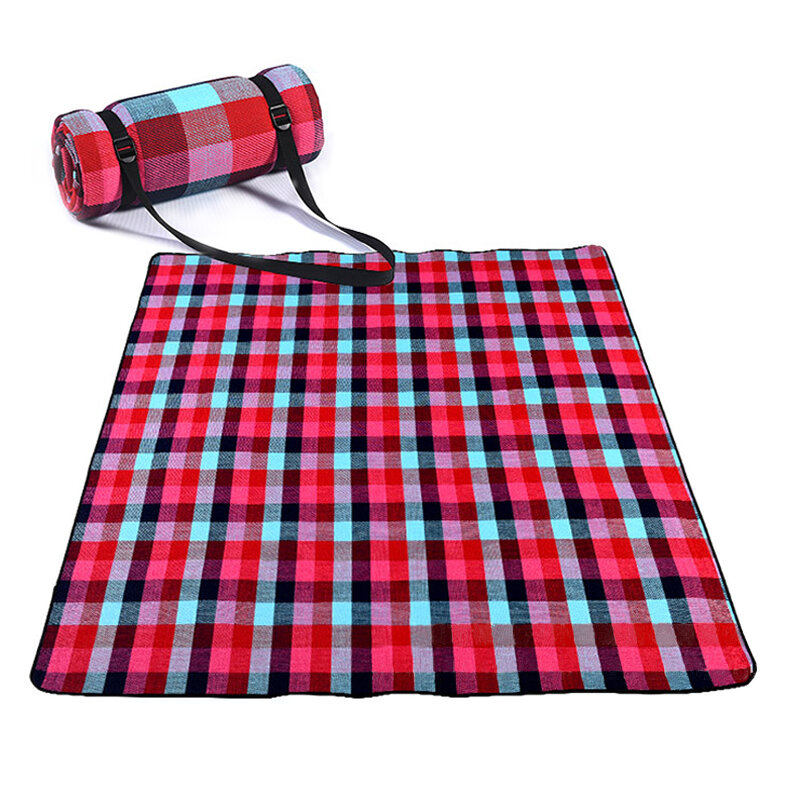 2021 접이식 패드 소프트 담요 야외 접이식 방수 담요 캠핑 비치 격자 무늬 피크닉 매트 피크닉 담요