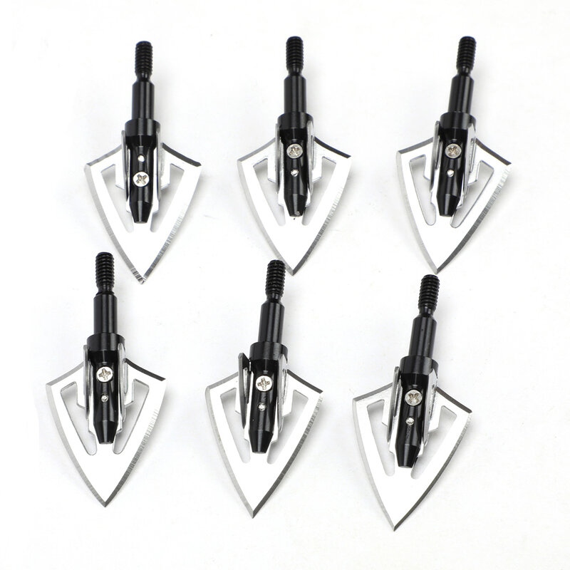 6/12pcs  Fighter Style Blade Broadheads 100Grain Archery Heads Hunting Points