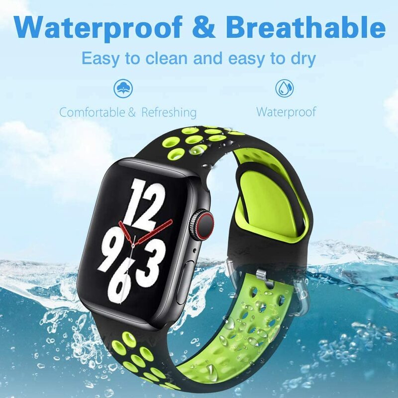 Correa de silicona para Apple Watch, 44mm, 40mm, iwatch 38mm, 42mm, correas de reloj deportivo, Apple watch serie 6 5 4 3 2 Se