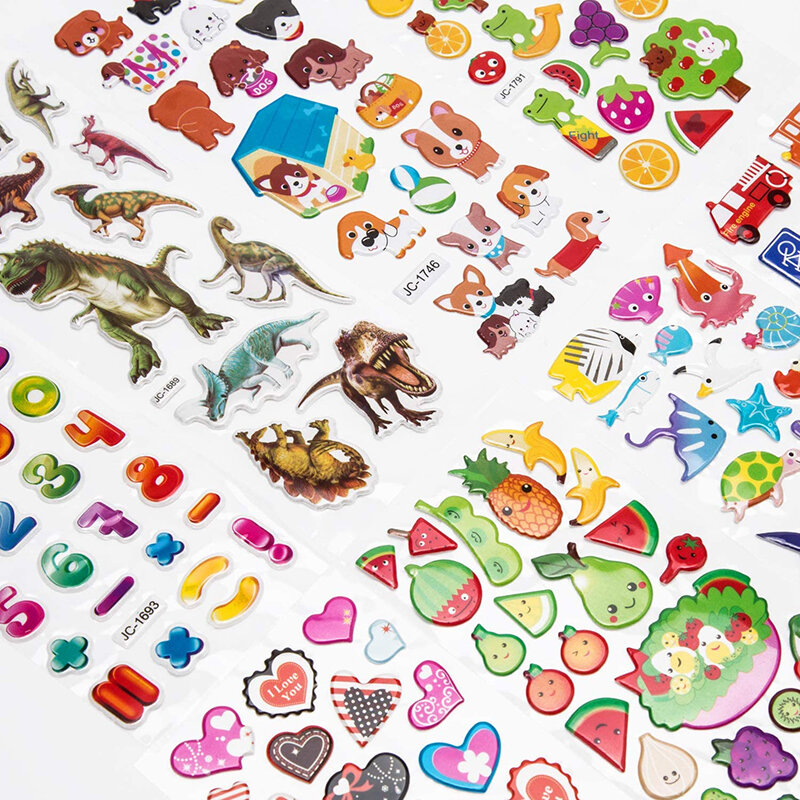 20 fogli 3D Bubble Sticker Cartoon Sticker forniture per feste decorazione vivaio animali classici adesivi per bambini giocattoli regalo adesivi gonfiati