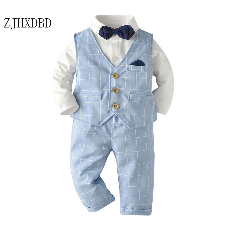 4 pièces enfants école formelle costumes bébé garçons Costume printemps enfant en bas âge garçon Blazers coton enfant Costume tenues de mariage vêtements pour bébés ensembles