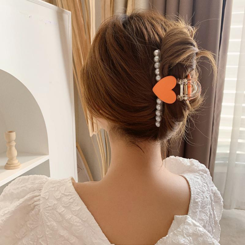 Hairpin Claw Shark Clip Love Elegant Acrylic Bath Pearl Hairpin Hair Accessories Love Grip Fashion Hairpin