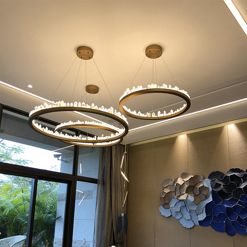 Lampu Gantung Kristal Pandent Lampu Ruang Tamu Modern Dapur Lampu LED Lampu Gantung Lobi Hotel Exhibition Hall
