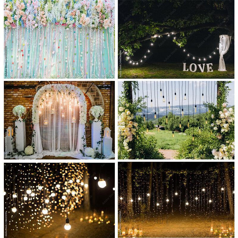 パーソナライズされたビニールの結婚式の写真の背景花の壁の森danquetのテーマ写真背景スタジオアクセサリー21126 HL-10