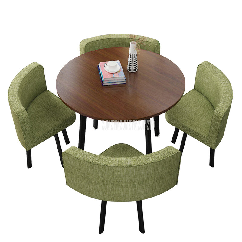 4 인용 커피 테이블 및 의자 조합 협상 리셉션 테이블 세트, 90CM, 음주점 레저 라운드/스퀘어 티 테이블