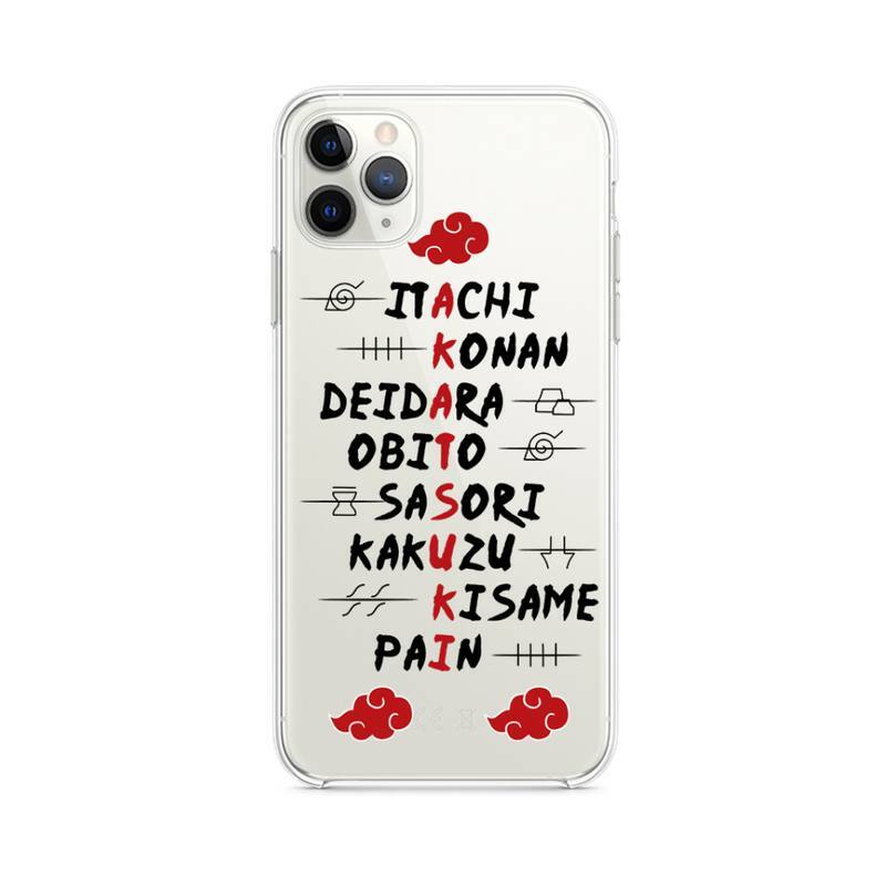 Anime Akatsuki Kakashi Narutoes teléfono caso claro para el iphone 12 11 Pro max mini XS 8 7 6 6S Plus X 5S SE 2020 XR cubierta